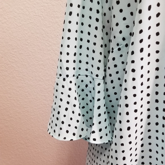 ELLE Mint Black Polka Dot top with Flared Sleeves - Picture 6 of 7
